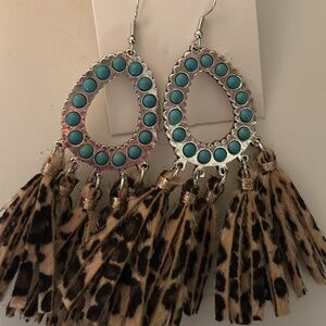 Turquoise cheetah earrings